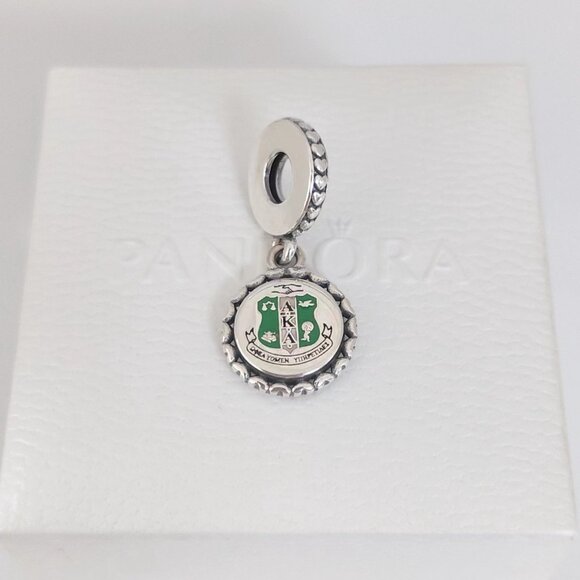 Pandora AKA Dangle Charm Alpha Kappa Alpha Sorority Charm S925 Silver with box - Picture 9 of 10